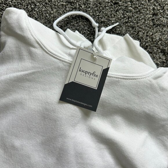 NWT Wave Hoodie by Loopty Loo Designs Size Small White Hooded Sweatshirt - Picture 4 of 5
